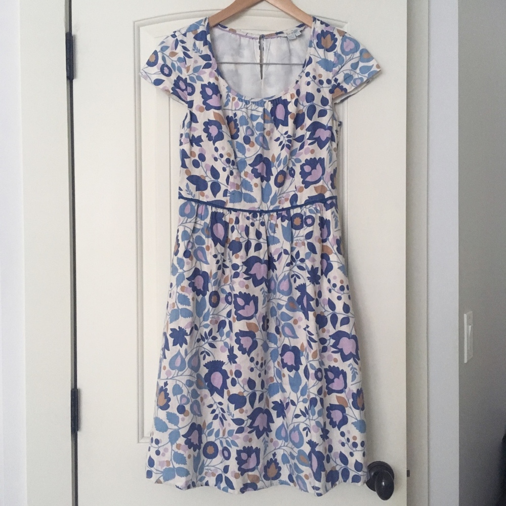 Boden Linen Floral Dress Size 4R NWOT